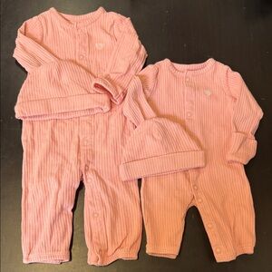Carter's Pink Ribbed Footies Set